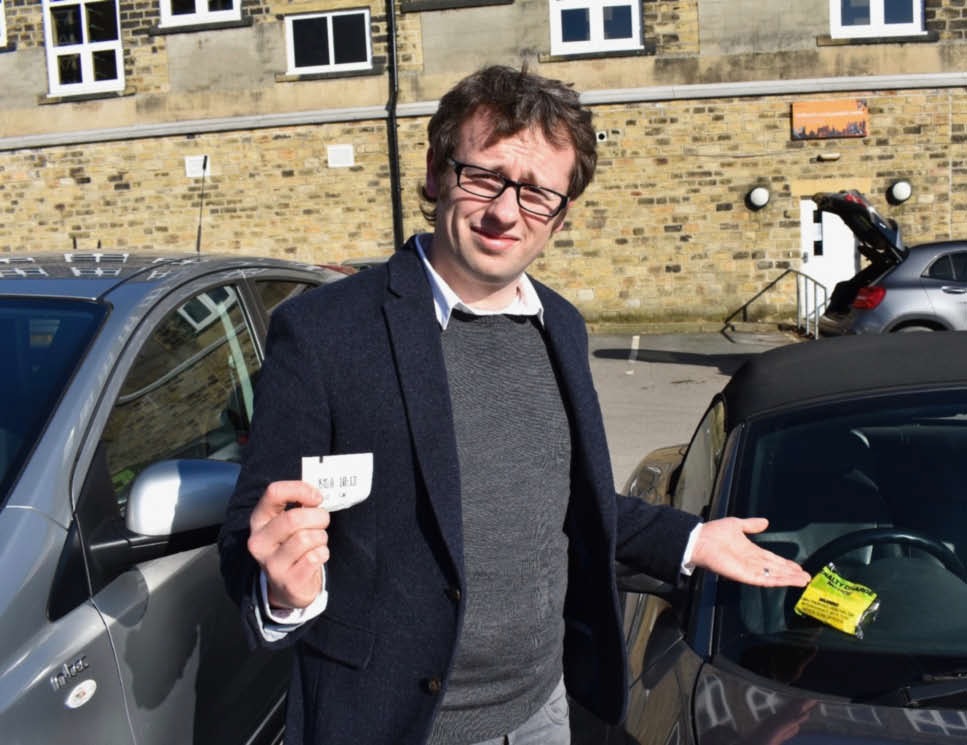 Council Candidate for Colne Valley Ward, Mat Noble, at the New St Car Park in Slaithwaite